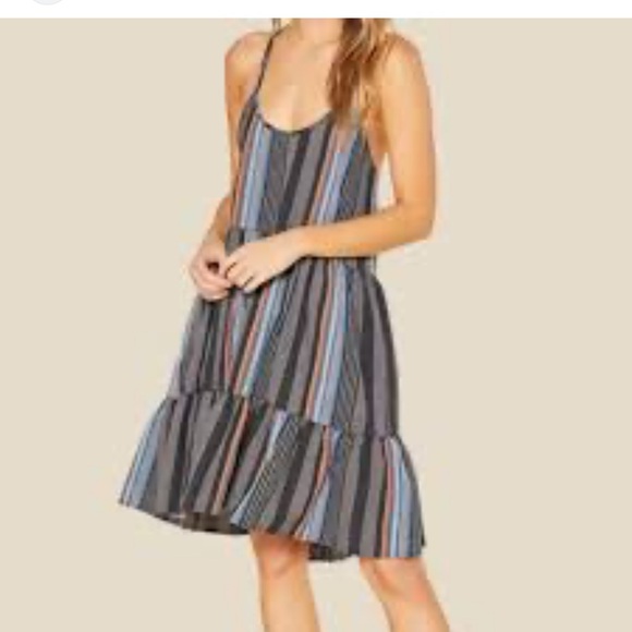 Outerknown Stripe Babydoll Dress Small Organic Cotton Strappy Sun